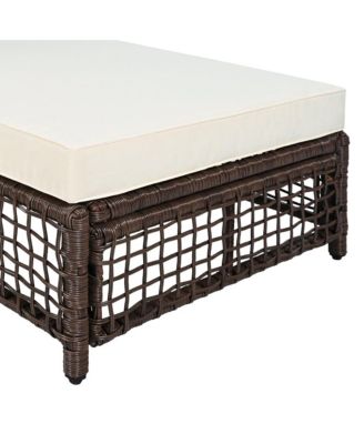 - Set of 2 Adjustable Rattan Pool Lounge Chairs with Wheels - Brown