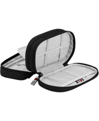 Black Travel Case for PS Vita & PSP - Double Compartment Protective Organizer Bag for PSV, Handheld Consoles & Accessories