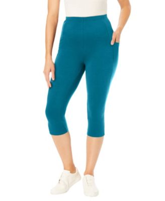 Plus Size Within Stretch-Cotton Knit Pull-On Pocket Capri Leggings