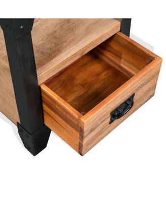 Nightstand Brushed Acacia Wood Solid Acacia Wood