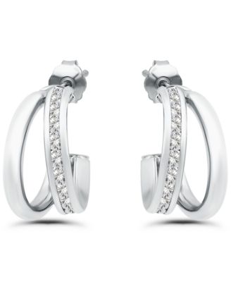 Cubic Zirconia Combo Half Hoop Earrings (1-7/8 ct. t.w.) in 18K Gold Over Sterling Silver