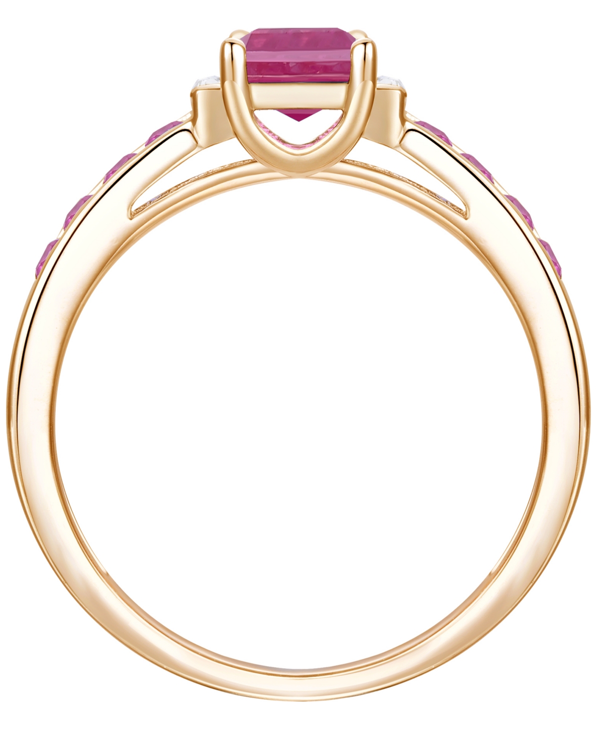 Macy's Gemstone And Diamond Ring (1/20 Ct. T.w.) In 14k Gold And White Gold In Pink