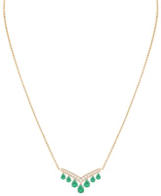 Gemstone and Diamond Necklace (1/3 ct. t.w.) in 14K Gold (also in 14K White Gold)