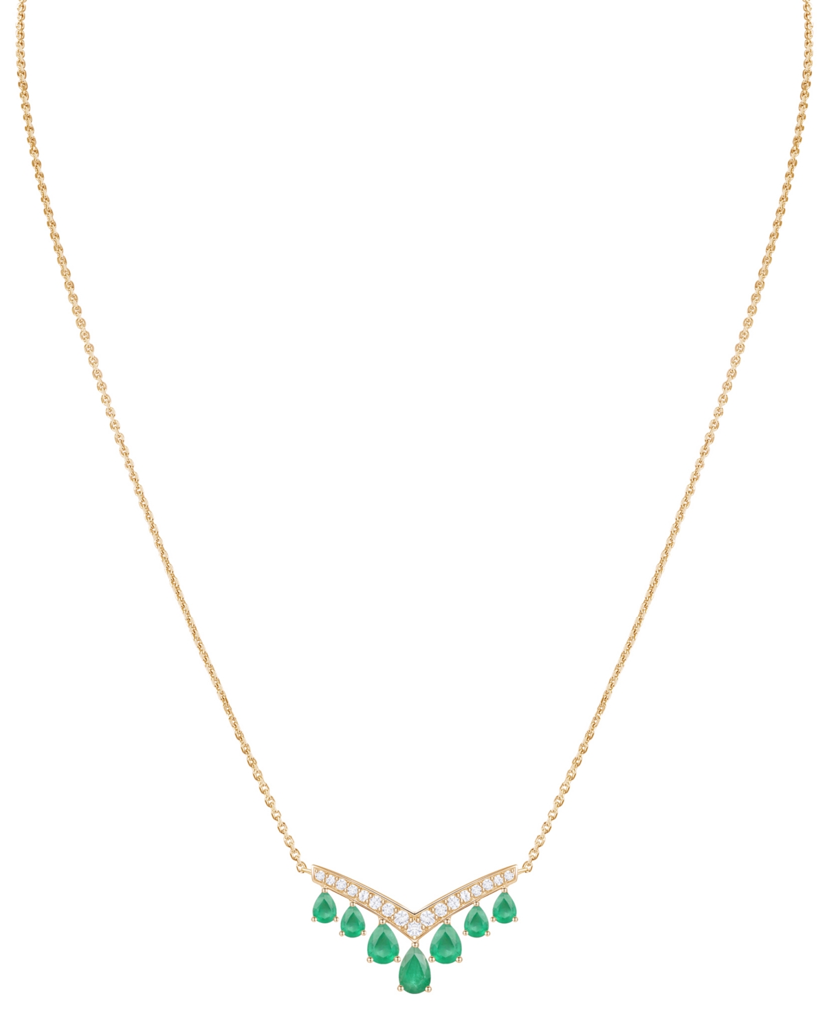 Macy's Gemstone And Diamond Necklace (1/3 Ct. T.w.) In 14k Gold And White Gold In Gold