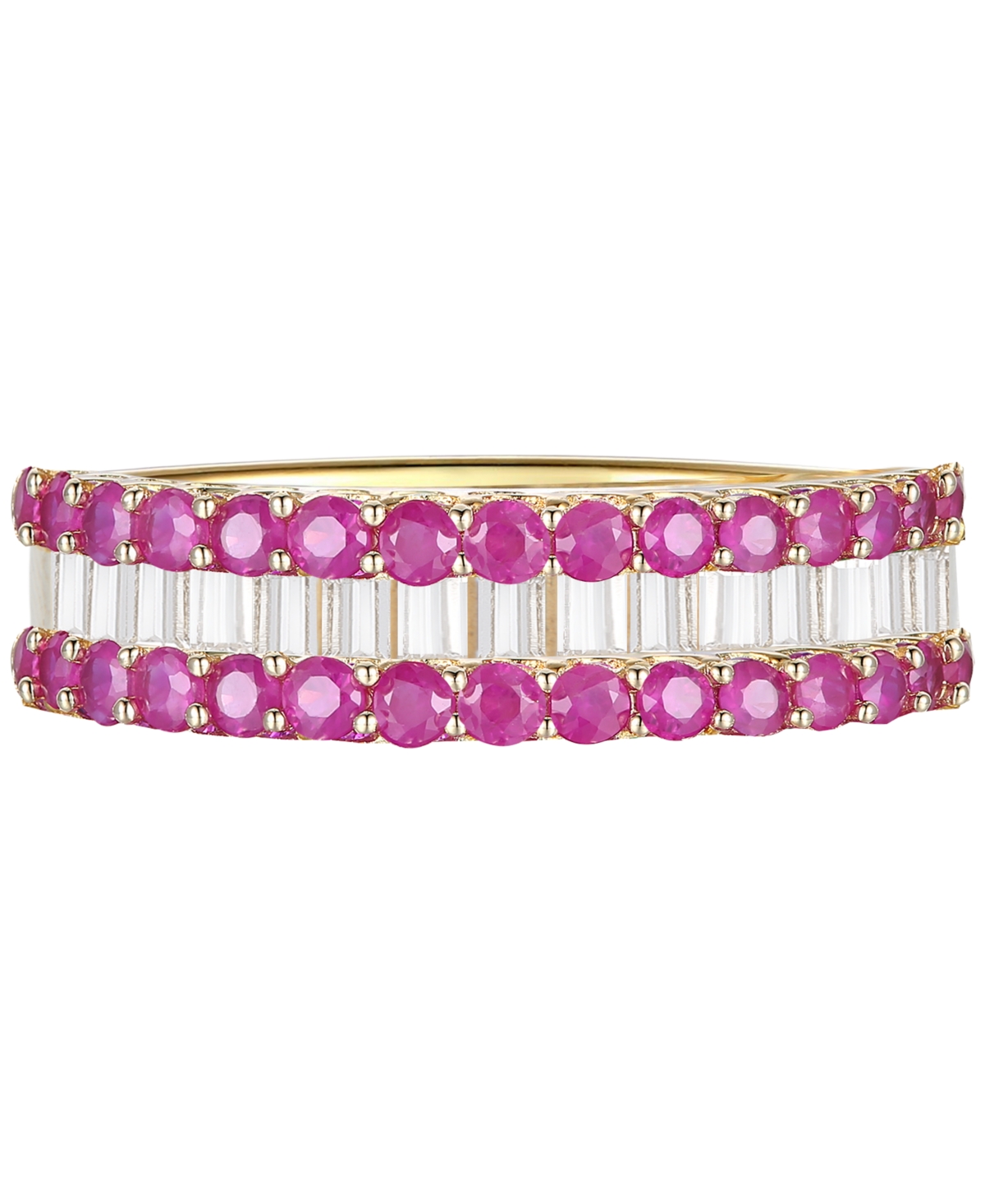 Macy's Gemstone And Diamond Ring (1/4 Ct. T.w.) In 14k Gold And White Gold In Gold