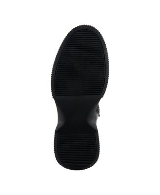 Nayana Leather Bootie with Ruching Detail, Removable Insole, and Lugged Sole