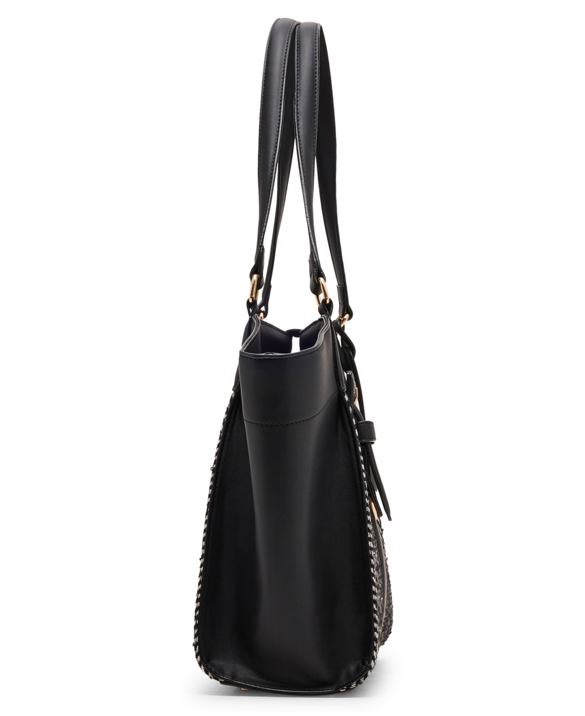 Anne Klein Herringbone Medium Tote Bag In Black