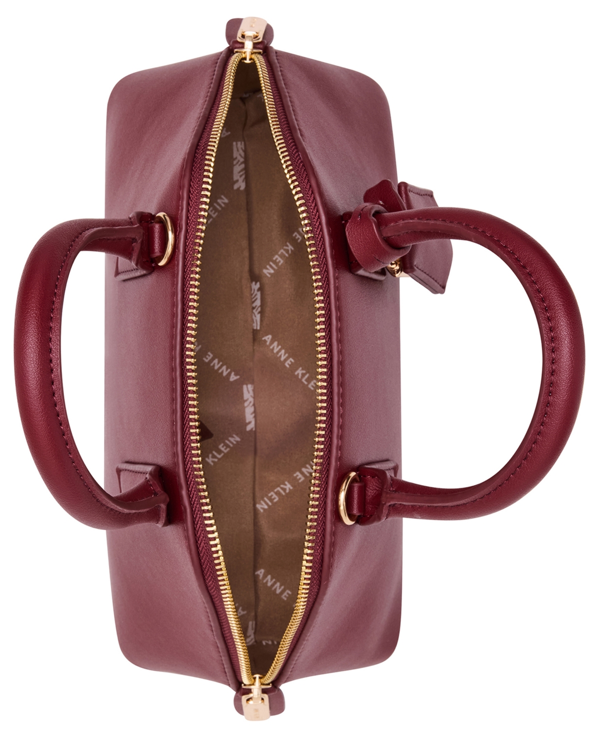 Anne Klein Convertible Strap Small Angled Bowler Bag In Burgundy