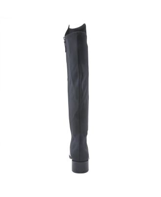 Rider Over-the-Knee Leather Boot with Stretch Back Panel and Leather-Wrapped Heel