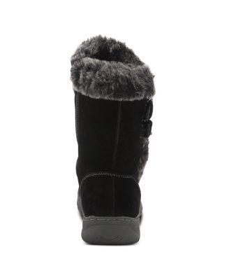 Achieve Suede Water Resistant Cold Weather Boot with Faux Fur Trim and Buckles