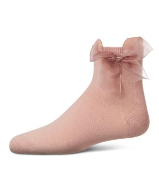 Big Girls Tulle-Bow-Trimmed Mercerized Cotton-Rich Ankle Sock