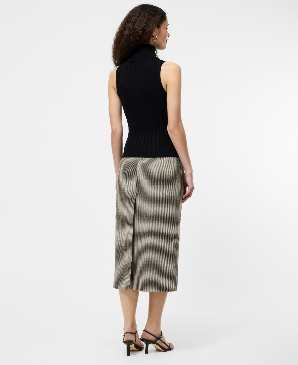 French Connection Padma Fine Knit Turtleneck Tank Top In Black