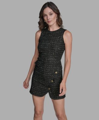 Women's Textured Tweed Asymmetrical Sheath Dress