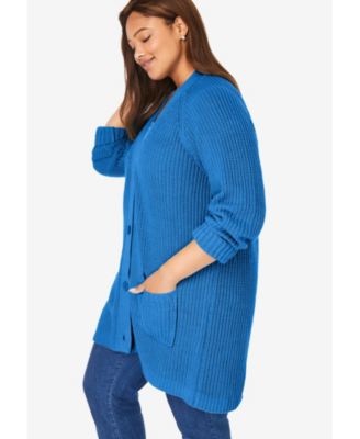 Plus Size Within Button-Front Shaker Cardigan