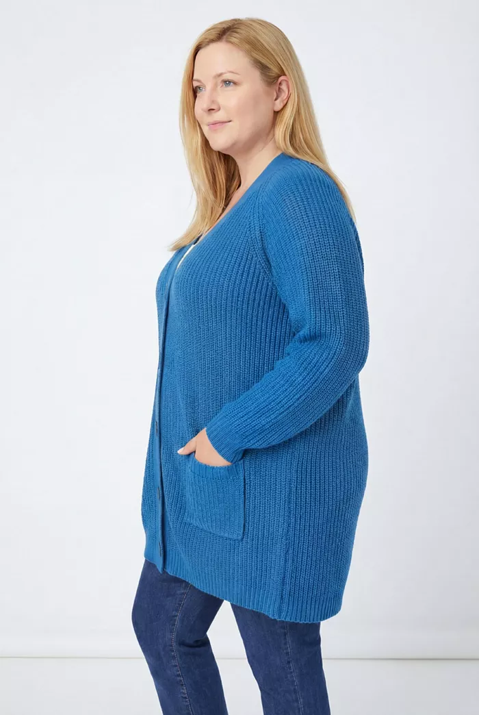 Plus Size Within Button-Front Shaker Cardigan Sweater - thumbnail 3