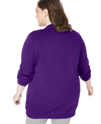 Plus Size Fleece Baseball Jacket