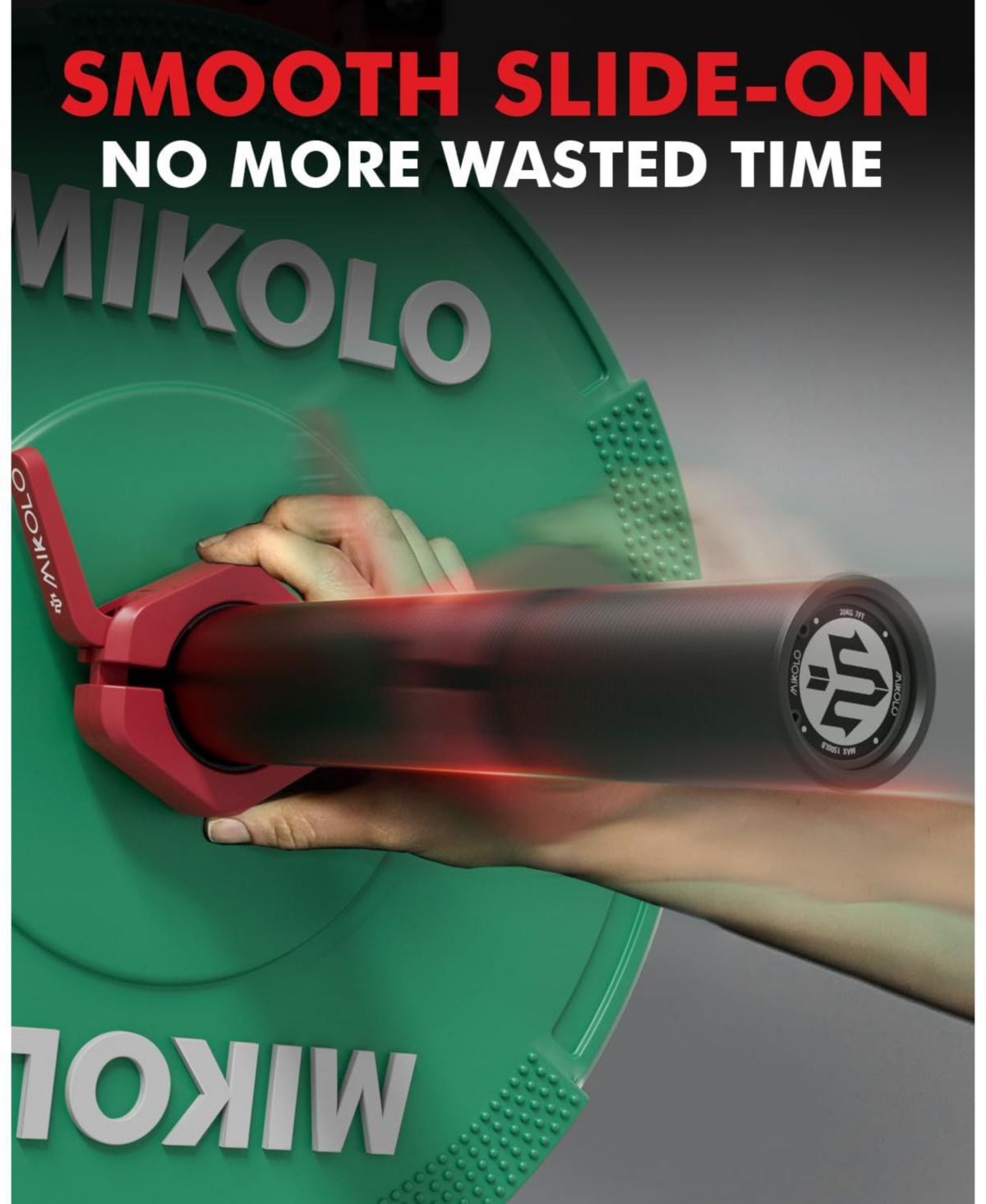 Mikolo Barbell Clamps,2-Inch Olympic Clips with Anti-Slip Tpr Lining and Quick Release for Home Gym Use, (Red)