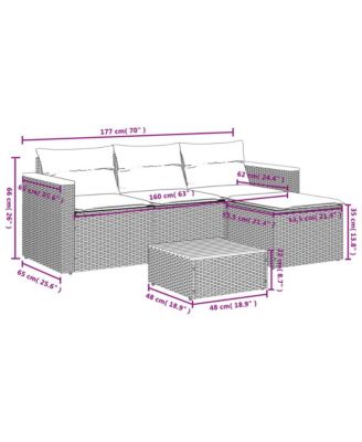 3 Piece Patio Sofa Set with Cushions Beige Poly Rattan