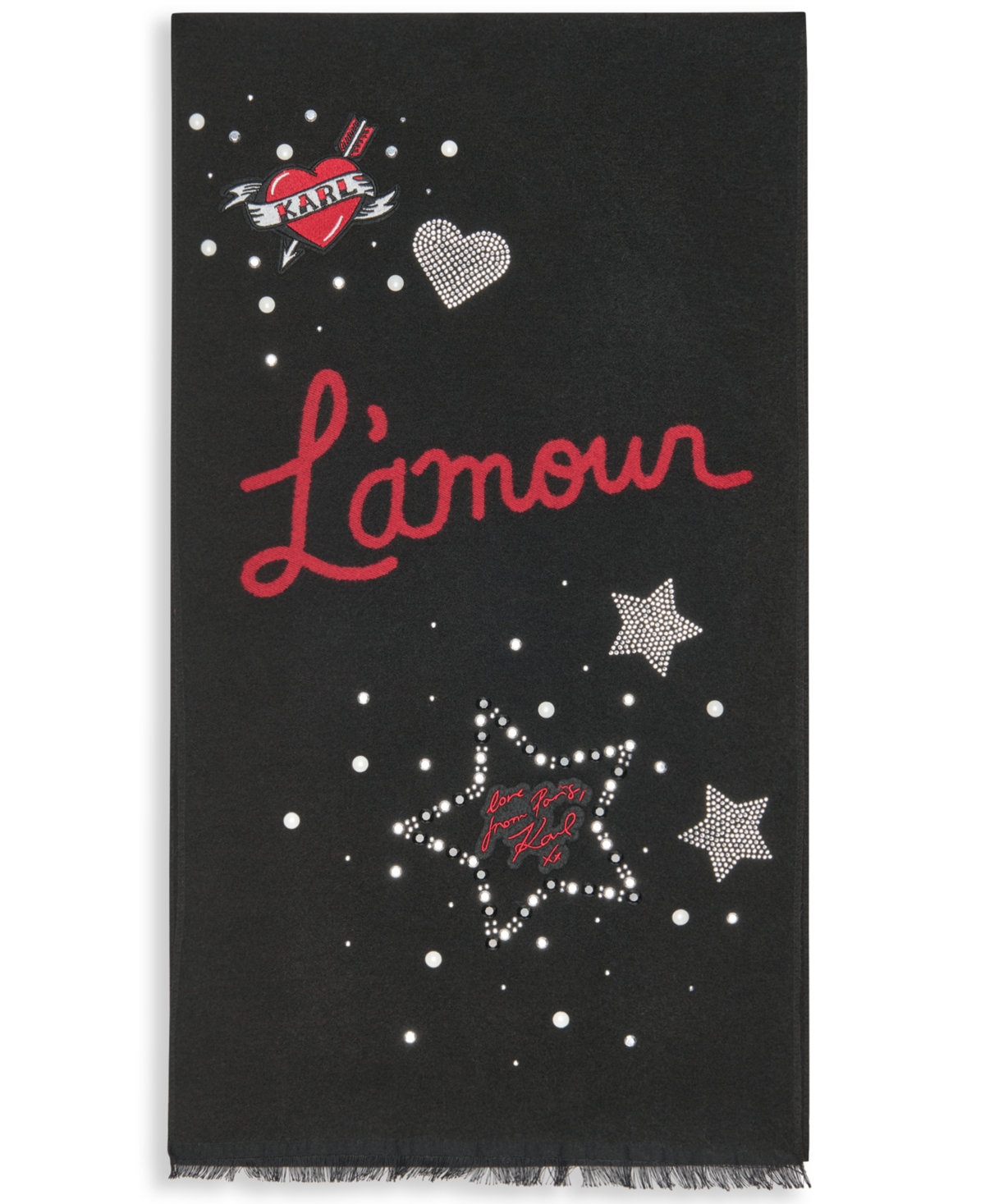Karl Lagerfeld Paris Women's L'amour Embroidered Blanket Scarf