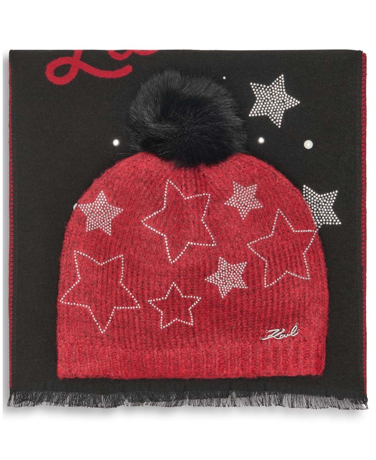 Karl Lagerfeld Women's 2-piece L'amour Muffler And Star Power Beanie Gift Set In Multi