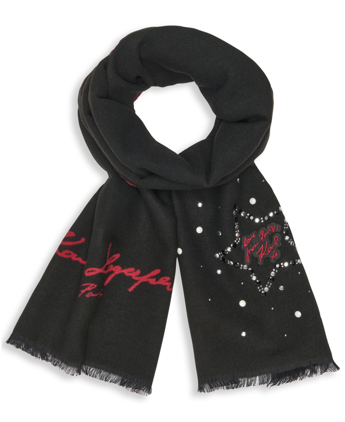 Karl Lagerfeld Paris Women's L'amour Embroidered Blanket Scarf