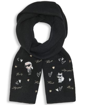 Women's Embroidered Karl Hearts Scarf
