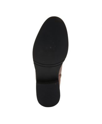 Hightail Knee-High Leather Boot with Calf Elastic Gore and Low Stacked Heel