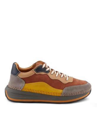 Women's Spring Step BOOKER Retro Leather Sneakers with Removable Insoles and Bold Suede Accents