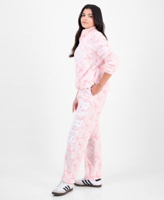 Juniors' Paris Bow-Print Fleece Sweatpants