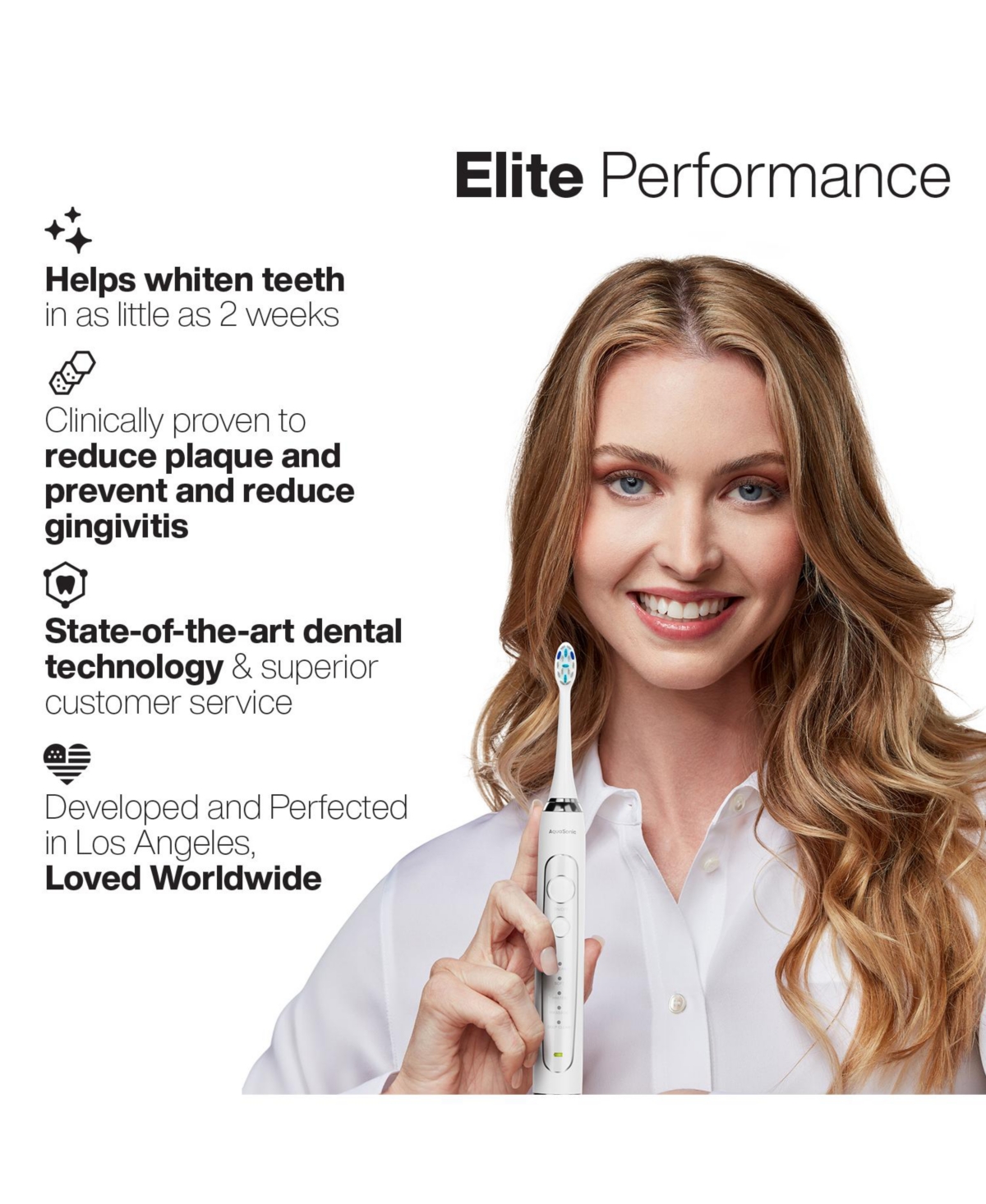 AquaSonic Elite - Advanced Ultra Whitening Rechargeable Toothbrush Set