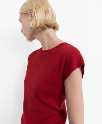MANGO - Women's Short-Sleeved Fine-Knit Sweater