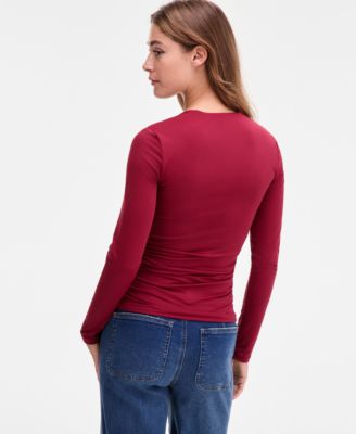 Women's Square-Neck Ruched Knit Top, Macy's Exclusive