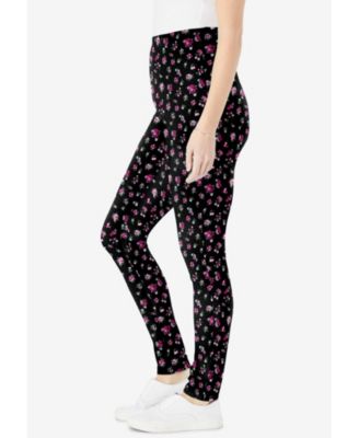 Plus Size Tall Stretch-Cotton Knit Pull-On Printed Leggings