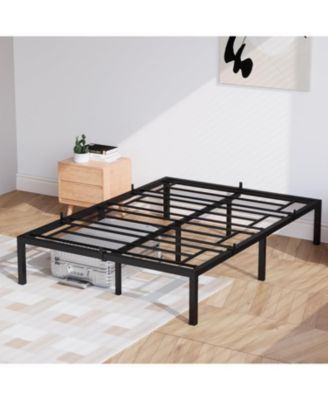 14 Inch Metal Full Bed Frame with Rounded Corner, Heavy Duty Non-Slip Bed Frame with Steel Slats, No Box Spring Required Noise-Free Easy Assembly, 9-Leg Bed Base, Black