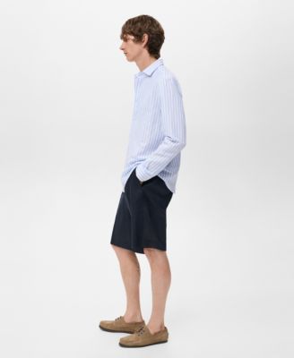 Men's Regular-Fit Striped Cotton-Linen Shirt