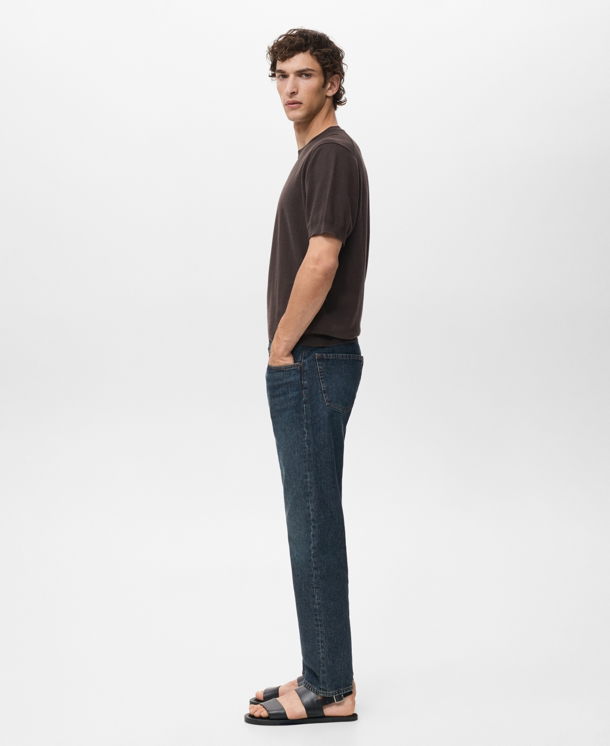 Mango Men's Moby Straight-fit Dark-wash Jeans In Blue
