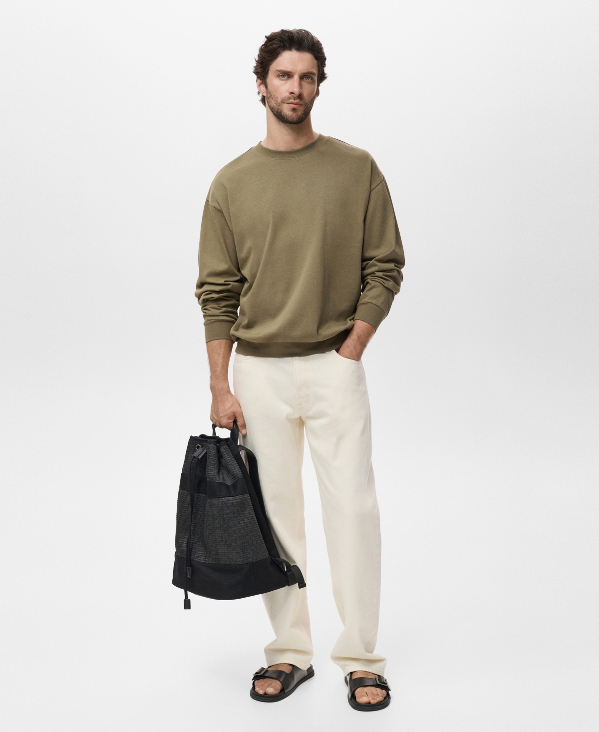 Mango Cotton Sweatshirt In Green