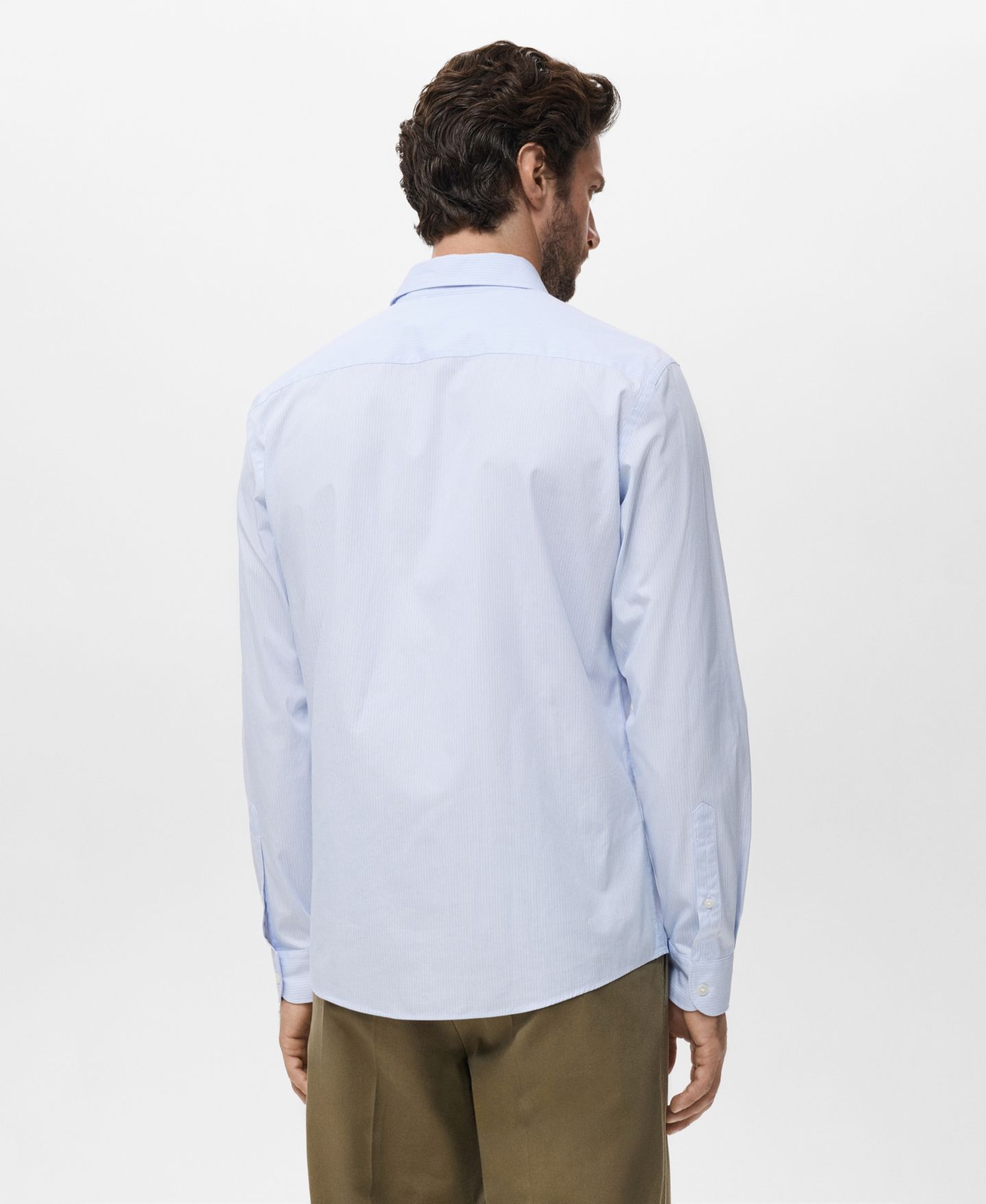 Мужская рубашка Mango Regular Fit Striped Cotton, цвет: Белый — фото 6