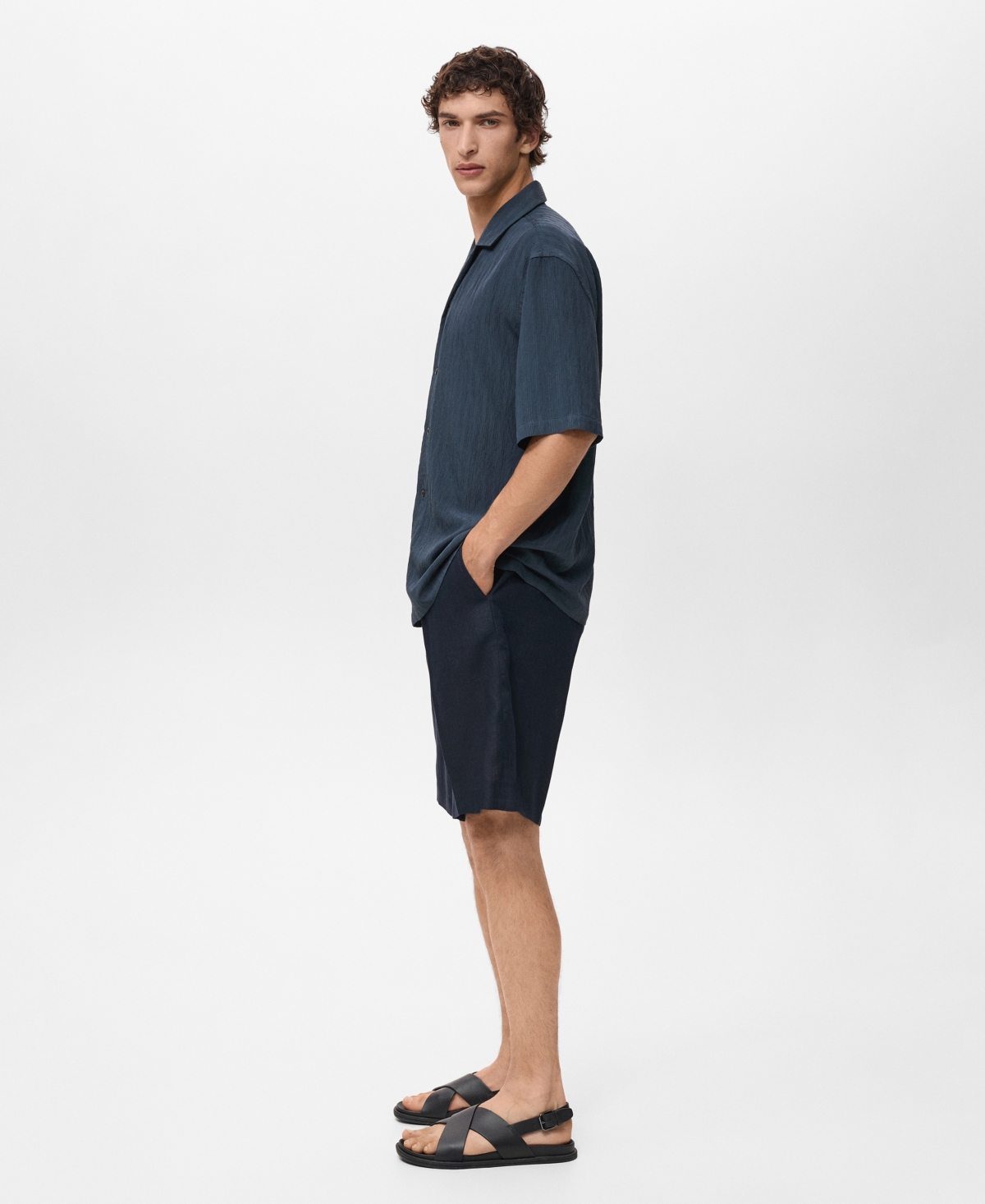 Mango Men's Striped Embroidered Shirt In Blue