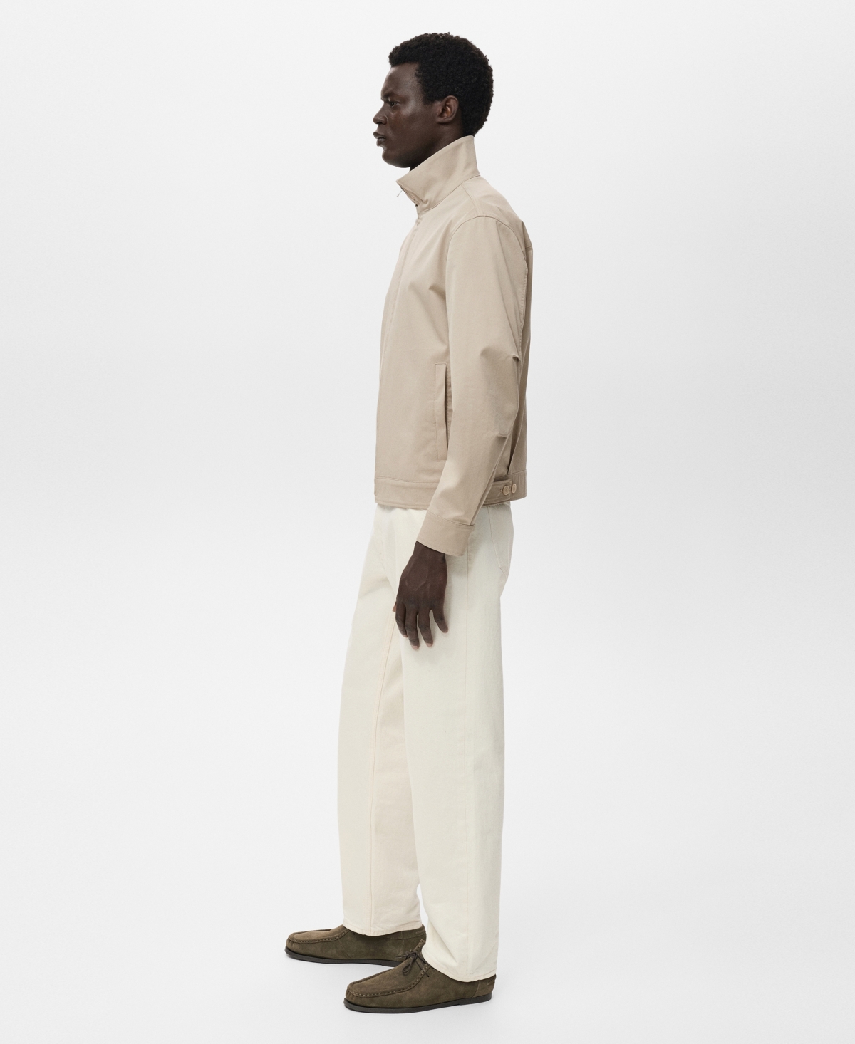 Mango Men's Zipper Cotton Jacket In Neutral