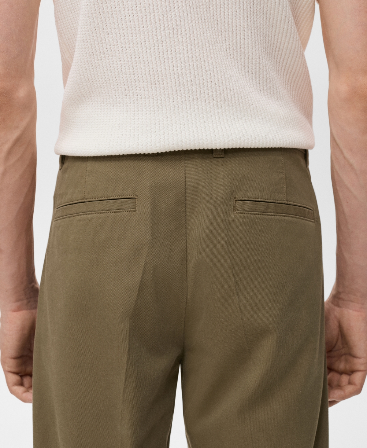 Mango Men's Cotton-blend Straight-leg Pleated Pants In Green