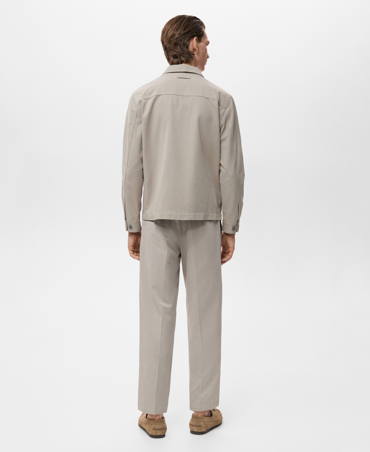 Mango Cotton Blend Straight Leg Pants In Neutral