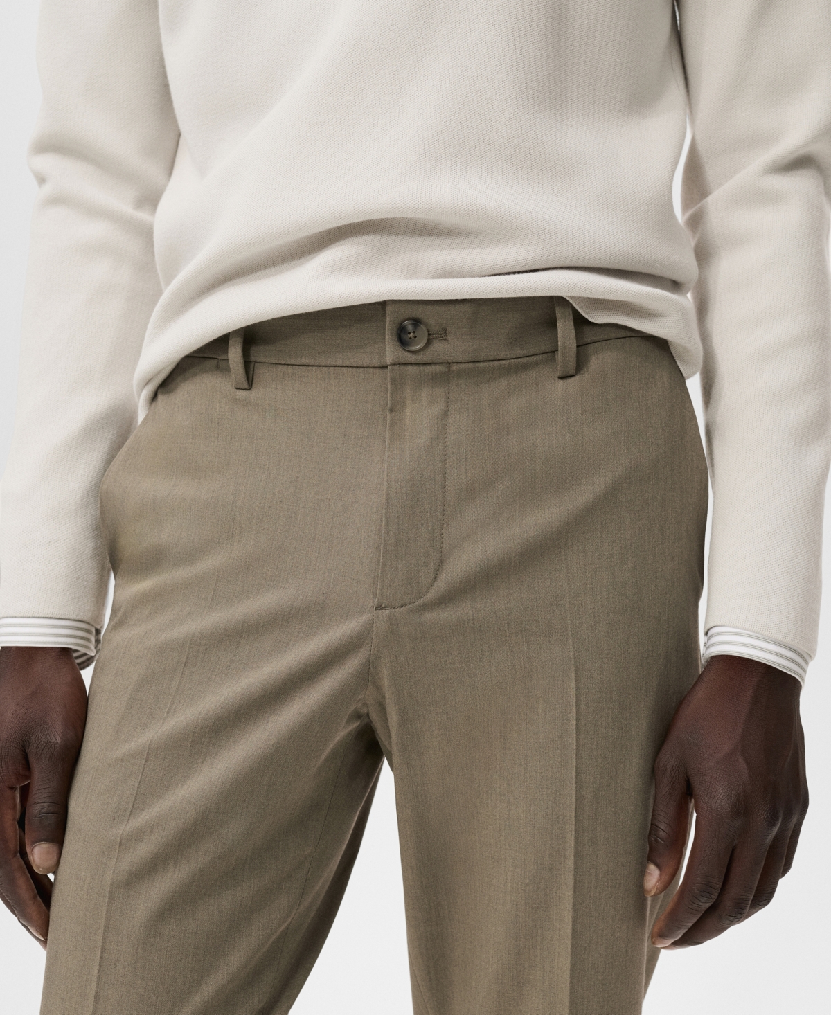 Mango Bologna Slim Fit Stretch Pants In Brown