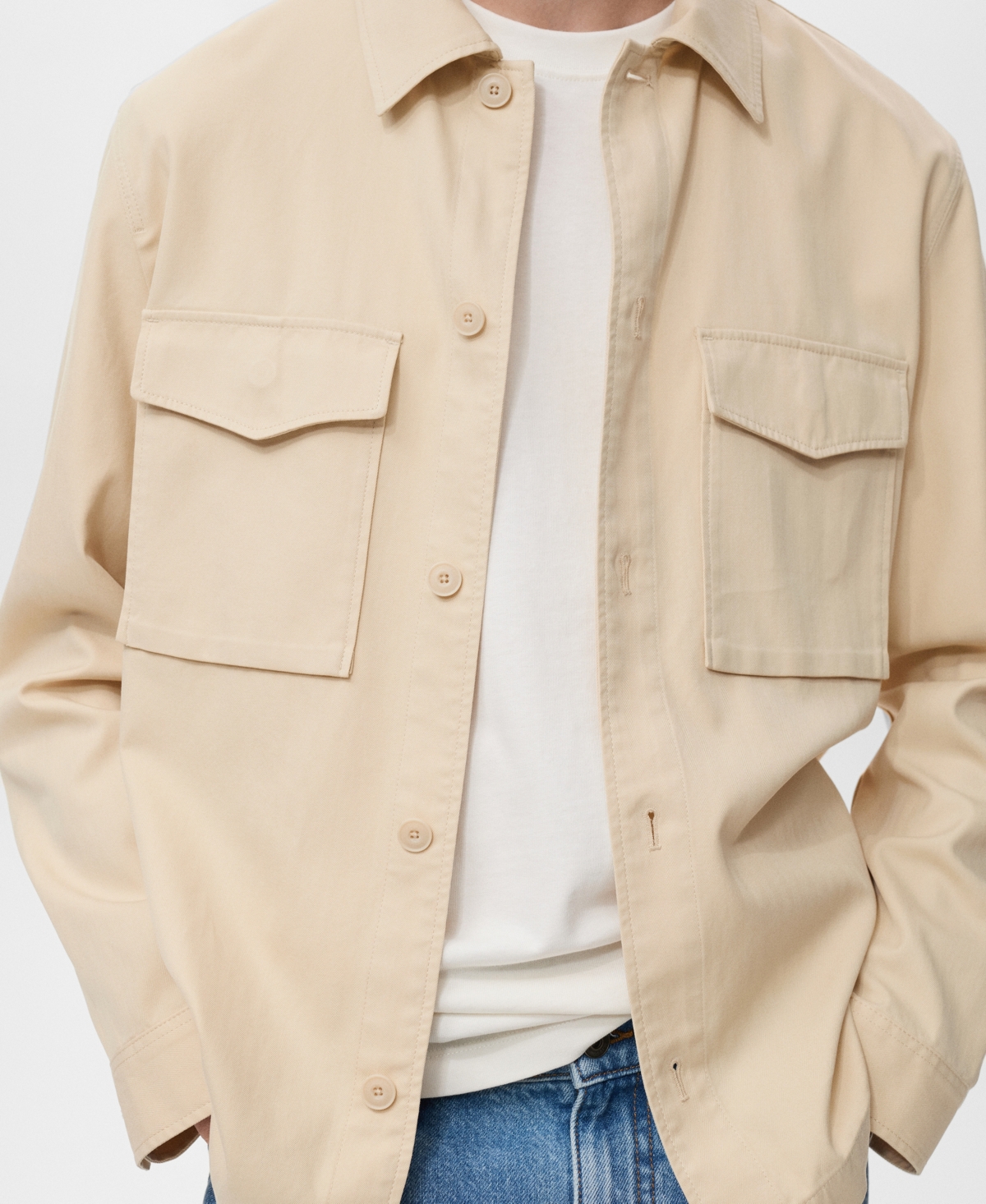 Mango Men's Pockets Lyocell Cotton Jacket In Neutral