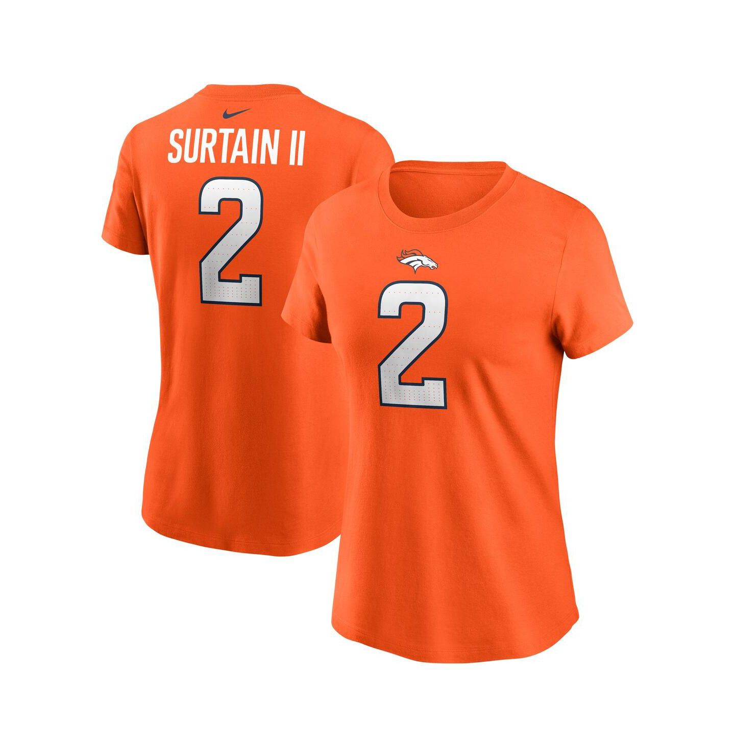 Женская футболка Nike Patrick Surtain II Orange Denver Broncos Player Name & Number — фото 1