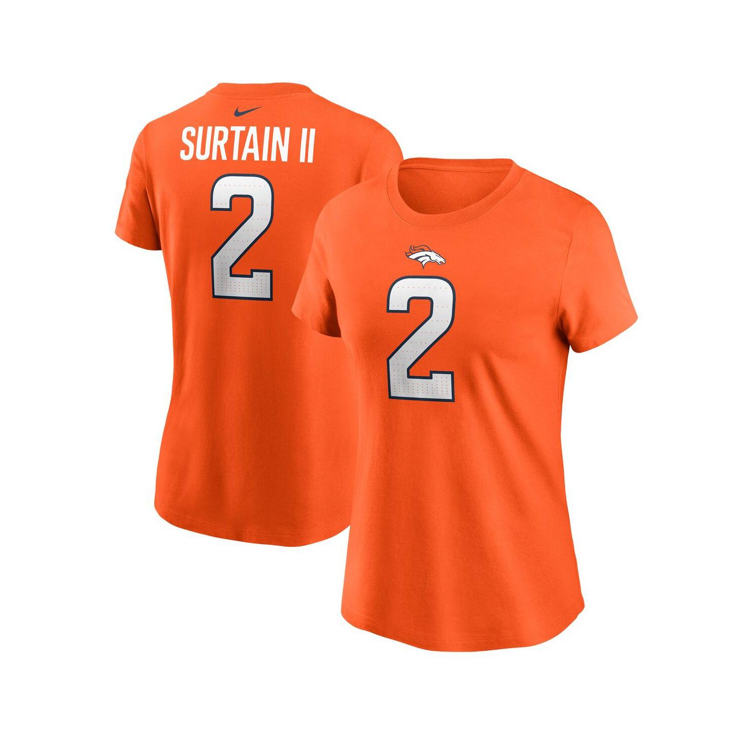 Women's Patrick Surtain II Orange Denver Broncos Player Name & Number T-Shirt