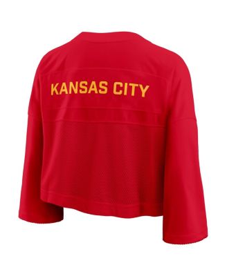 Women's Red Kansas City Chiefs Primetime Cropped Mesh Fashion Jersey