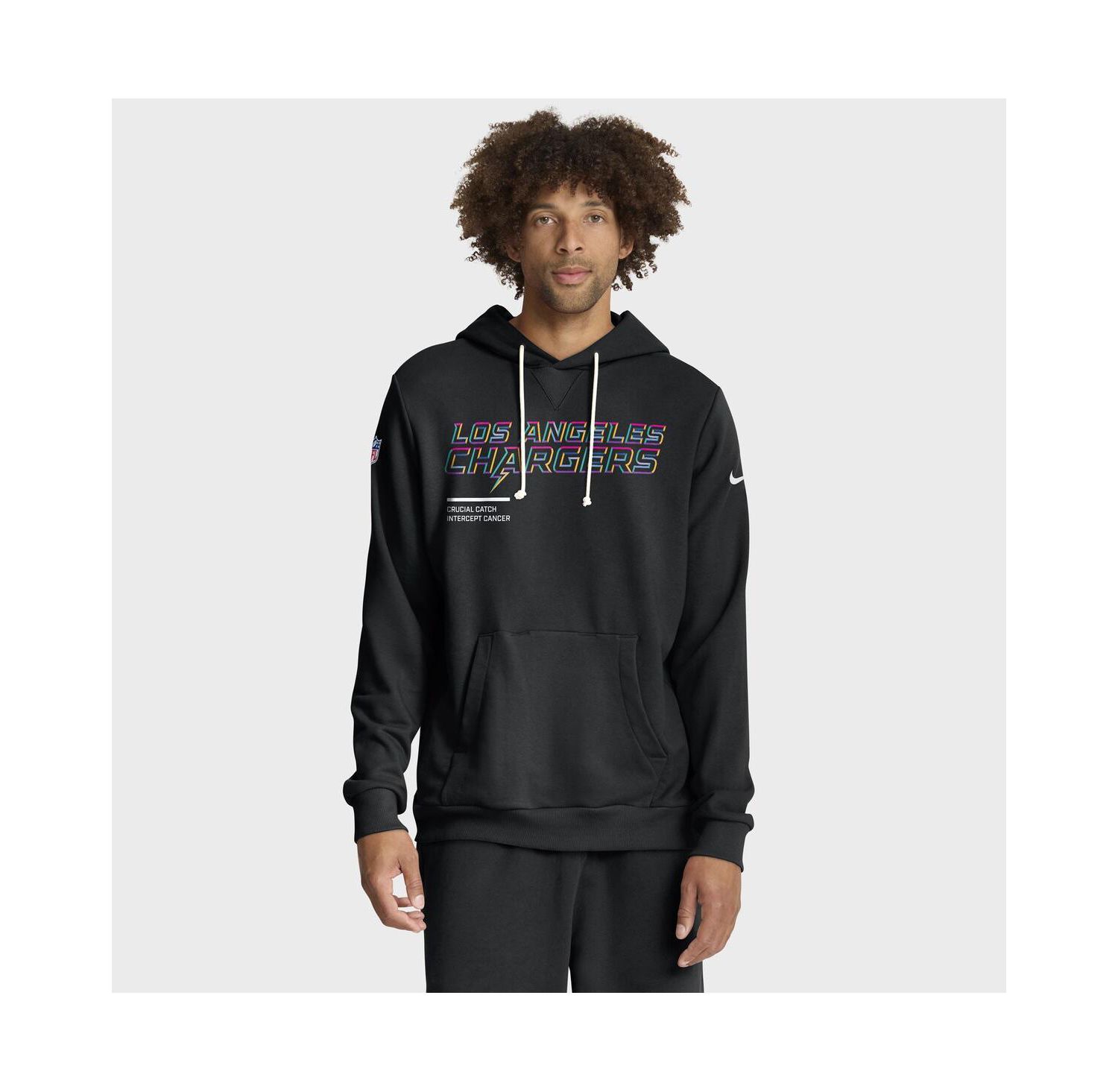 Men's Black Los Angeles Chargers 2025 NFL Crucial Catch Sideline Standard Issue Dri-FIT Hoodie