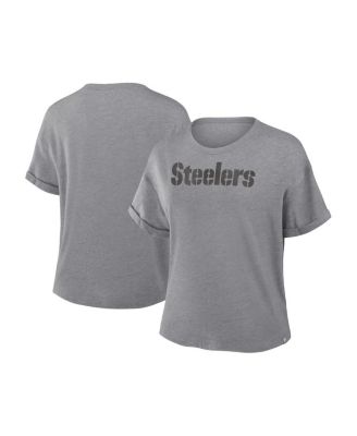 Fanatics - Women's Heather Gray Pittsburgh Steelers Swing Pass Tri-Blend Boxy T-Shirt