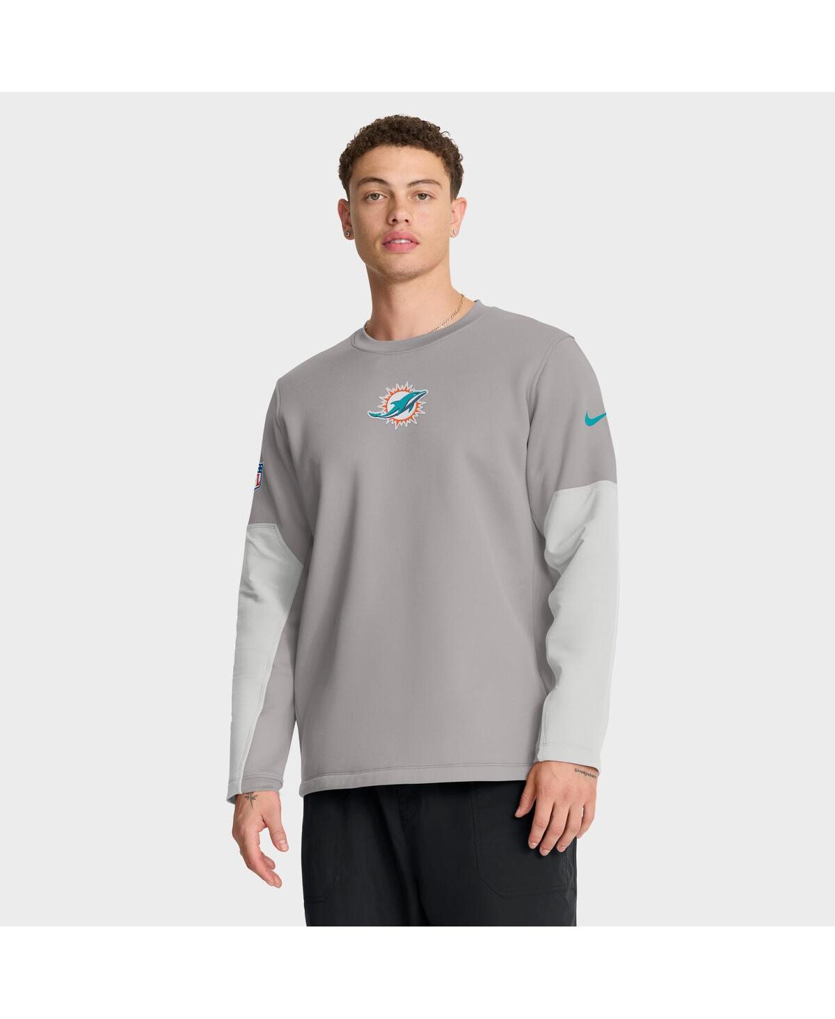Nike Miami Dolphins Scripted To Win Sideline Coach  Men's Therma-fit Nfl Long-sleeve T-shirt In Gray